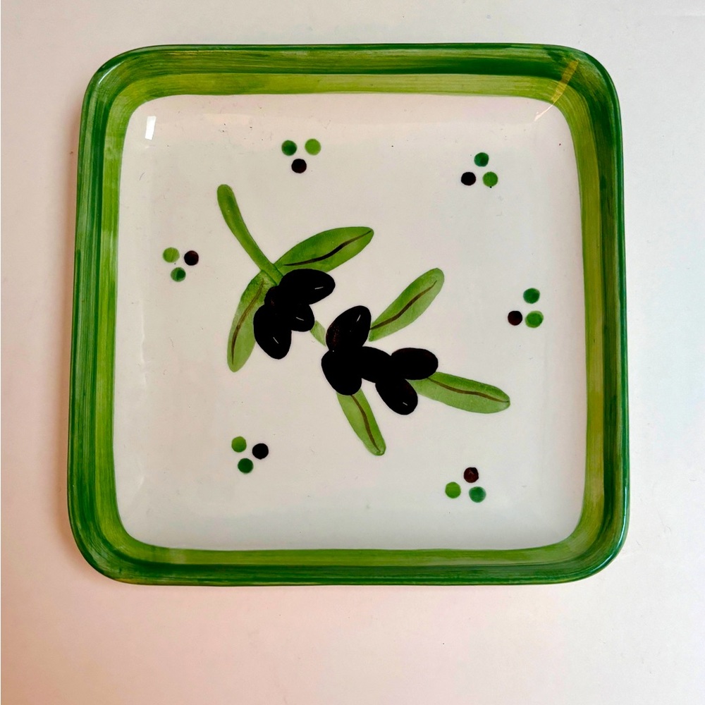 Inspirado of Seattle Stonelite Hand Painted Olive Dish